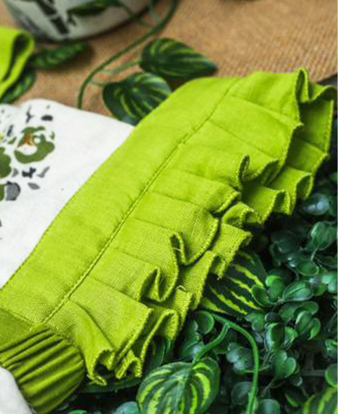 Breezy Stripes Frill Dress Parrot Green
