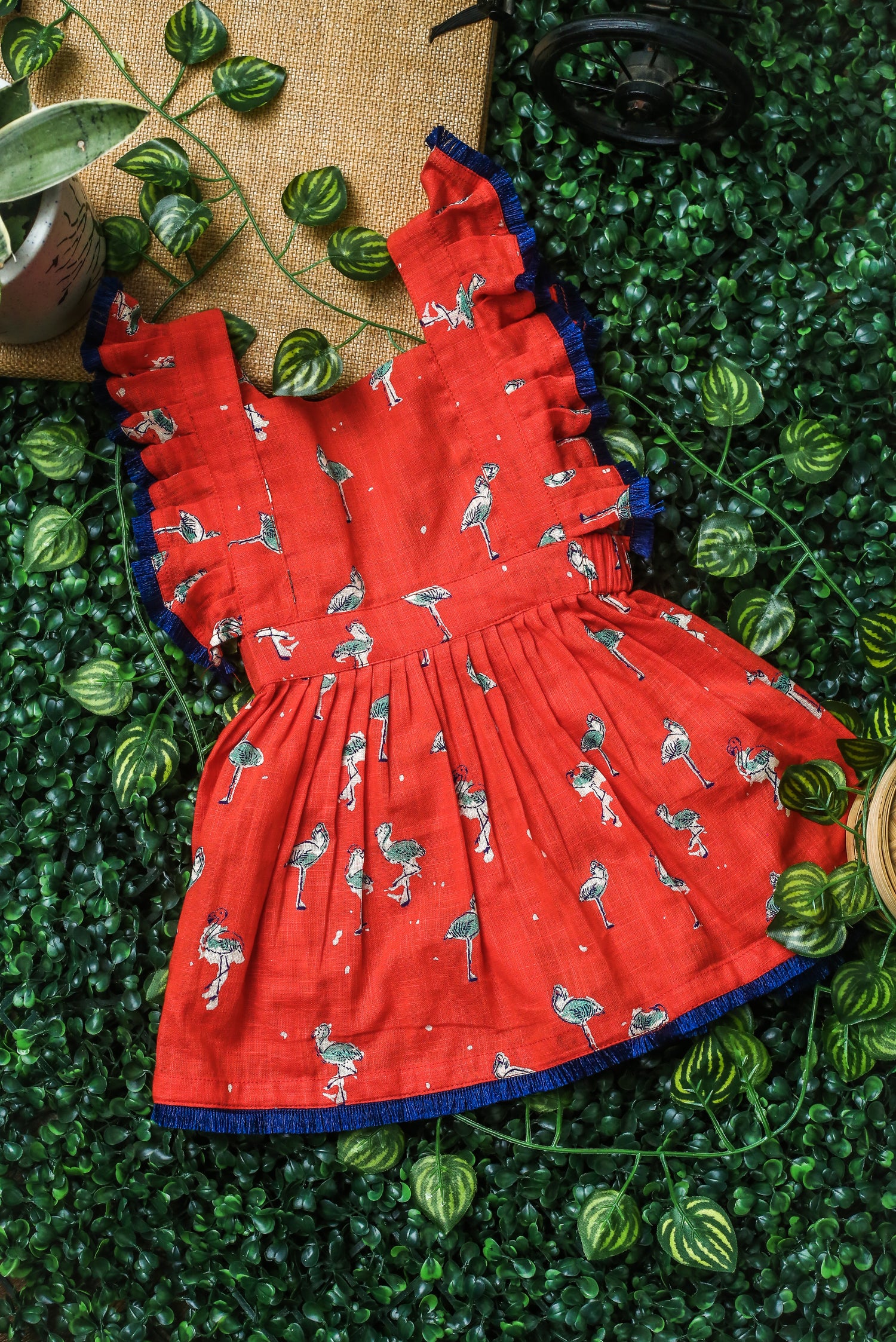 Breezy Stripes Frill Dress (Ostrich)