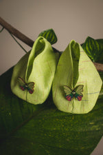 Mint Green Loom Textured Handmade Shoes