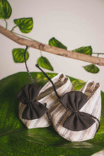 Stripe Styled Black Colored Handmade Shoes