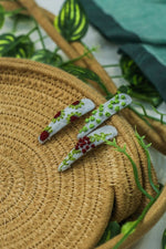 Hand embroidered handmade clips